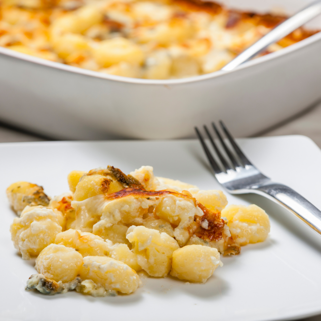 Gratin di gnocchi alla crema di formaggi