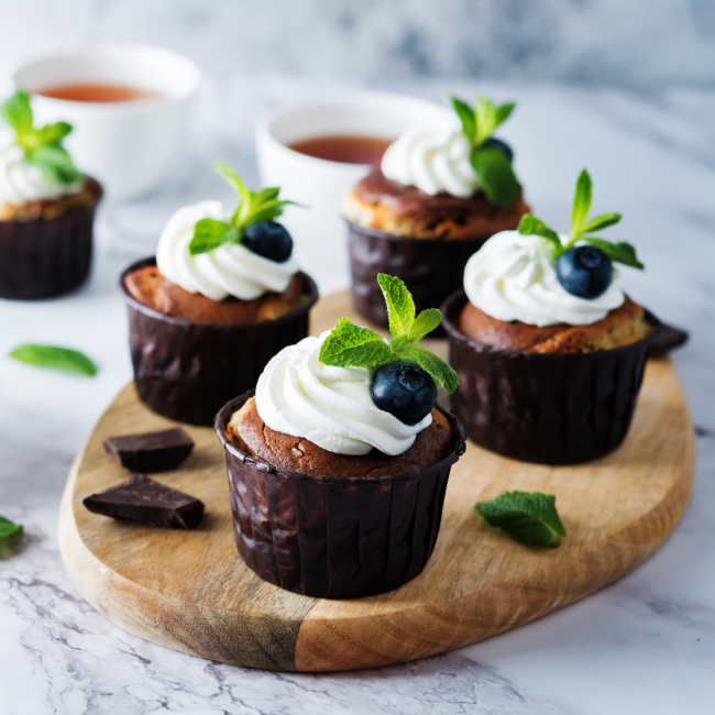 Cupcakes al cioccolato mascarpone e mirtilli