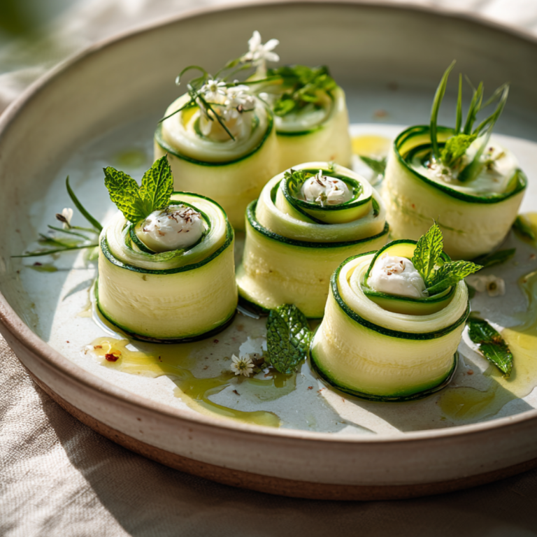 Involtini di zucchine grigliate con ricotta e menta